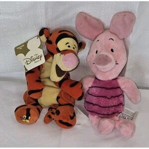 Disney Winnie the Pooh Bean Bag Friend Tigger & Piglet Plush 7" T Toys by Mattel